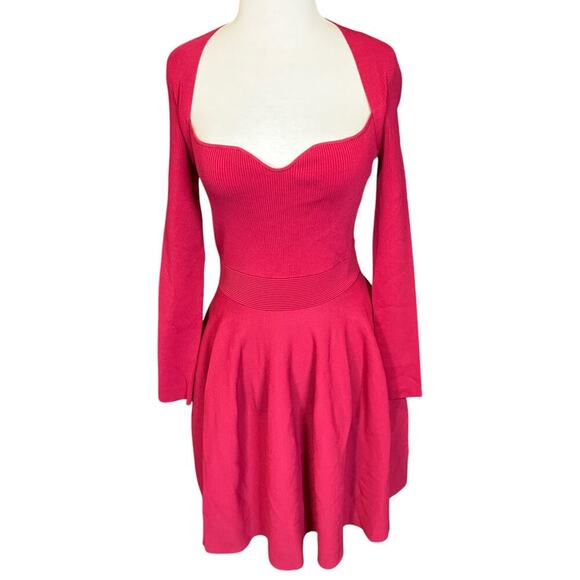 Ted Baker Vienna Sweetheart Neckline Flare Dress Dark Pink Medium Knee Length - Picture 8 of 16